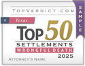 Top 50 Wrongful Death Settlements in Texas in 2025